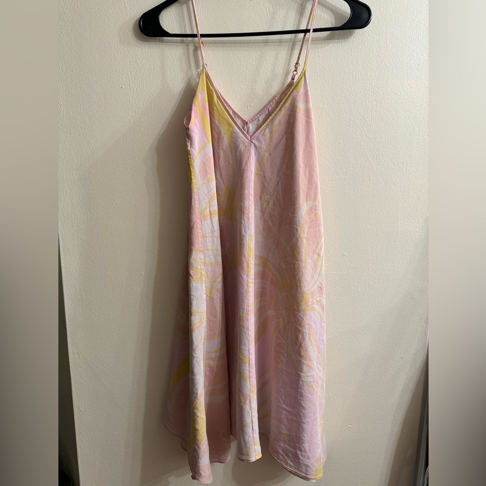 Lilly Pulitzer 100% Silk Clara Trapeze Pink and Yellow Tank Top Dress Size XXS